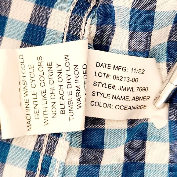 Johnnie O Shirt Mens Large Blue Check Hangin Out Tweener Button Long Sleeves - Picture 15 of 16